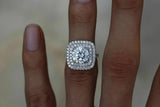 3.4ct Round Cut VVS1 Diamond Double Halo Engagement Ring 14k White Gold Finish