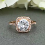 Halo Solitaire Engagement Ring 2ct Round Cut VVS1D Diamond 14k Rose Gold Finish