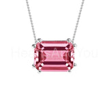 2ct Emerald Simulated Sapphire Solitaire Pendant Chain 14k Yellow Gold Plated