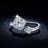 1.5Ct Princess Cut Diamond Two Stone Open Engagement Ring 14K White Gold Finish