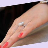 3Ct Emerald Cut Diamond Halo Engagement Ring 14K White Gold Finish Round Accents