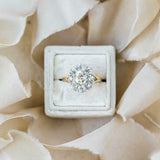 2.8ct Oval Cut Diamond Engagement Ring Vintage Halo Style 14k Yellow Gold Finish