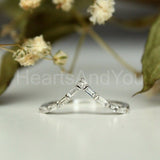 0.4ct Baguette Simulated Diamond Crown Curved Wedding Band 14K White Gold Plated