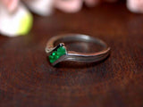 0.2ct Engagement Ring Round Cut Green Emerald Bypass Trilogy 14k White Gold Over
