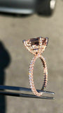 3.5ct Cushion Cut Peach Morganite Gatsby Rich Engagement Ring 14k Rose Gold Over