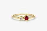 0.4ct Round Cut Ruby Two Stone Minimalist Engagement Ring 14k Yellow Gold Finish