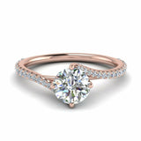 1ct Round Cut VVS1 Diamond Solitaire Swirl Engagement Ring 14k Rose Gold Finish