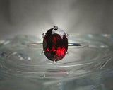 2.2ct Oval Cut Red Garnet 6 Prong Solitaire Engagement Ring 14k WhiteGold Finish