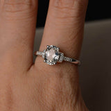 1.5ct Oval Cut Diamond Engagement Ring 14k White Gold Finish Accents Solitaire