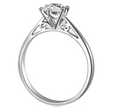 0.5Ct Round Cut Diamond Petite Solitaire Engagement Ring 14K White Gold Finish