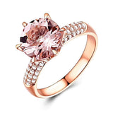 2.6ct Round Cut Peach Morganite Diamond Cluster Accent Ring 14k Rose Gold Finish