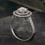 2.5ct Round Cut Diamond Engagement Ring 14k White Gold Over Cocktail Double Halo