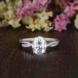 Infinity Twist Band Engagement Ring 1.5ct Oval Cut Diamond 14k White Gold Finish