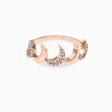0.5ct Round Cut Moissanite Half Moon Crescent Wedding Band 14k YellowGold Plated