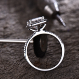 2.5ct Engagement Ring Radiant Cut Diamond Accents Halo 14k White Gold Finish