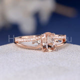 1.2ct Oval Cut Simulated Peach Morganite Split Shank Ring 14k Rose Gold Plated