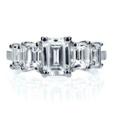 3Ct Emerald Cut Diamond Elegant Five Stone Engagement Ring 14K White Gold Finish