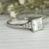 3Ct Princess Cut Diamond Accents Solitaire Engagement Ring 14K White Gold Finish