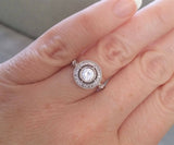 2Ct Round Cut Diamond Halo Filigree Vintage Engagement Ring 18K White Gold Over