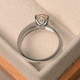 2ct Oval Cut Peach Morganite Diamond Accents Solitaire Ring 14k WhiteGold Finish