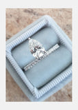2.1ct Pear Cut Simulated Diamond Unique Anniversary Ring 14k White Gold Plated