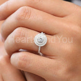 2.1ct Round Cut Moissanite Dual Halo Women Engagement Ring 14k White Gold Plated