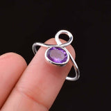 0.5ct Engagement Ring Oval Cut Purple Amethyst Petite 14k White Gold Finish