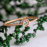 0.2ct Round Cut Moissanite Twisted Rope Engagement Ring 14K Yellow Gold Plated