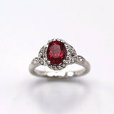 2.2ct Oval Cut Pink Ruby Engagement Ring Diamond Floral Halo 14k White Gold Over