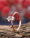 0.6ct Pear Cut Simulated Peach Morganite Minimalist Ring 14k Rose Gold Plated