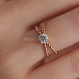 0.2ct Round Cut Moissanite Cross Split Shank Engagement Ring 14k RoseGold Plated