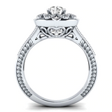 2ct Round Cut Diamond Engagement Ring 14k WhiteGold Over Antique Milgrain Floral