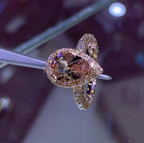 3ct Pear Cut Simulated Peach Morganite Halo Engagement Ring 14k Rose Gold Plated