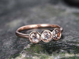 2ct Round Cut Peach Morganite Trilogy Engagement Ring 18K Rose Gold Finish New