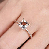 1.5ct Princess Cut Morganite Diamond Accents Solitaire Ring 14k Rose Gold Finish