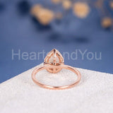 1.2ct Pear Cut Simulated Morganite Halo Engagement Ring 14k Rose Gold Plated