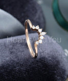 0.3ct Marquise Simulated Diamond Curved Minimalist Wed Band 14k Rose Gold Plated