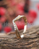 0.2ct Round Cut Moissanite Curved Split Women Wedding Band 14k YellowGold Plated