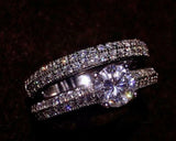3ct Round Cut Diamond Engagement Ring 14k White Gold Finish Bridal Set Women