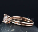 2ct Round Cut Simulated Peach Morganite Solitaire Ring Set 14k Rose Gold Plated