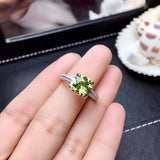 1.5ct Round Cut Green Peridot Engagement Ring Diamond Accent 14k White Gold Over