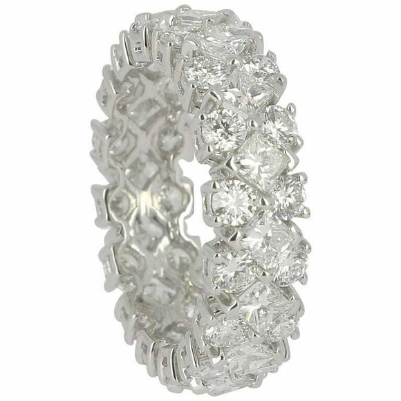 5ct Princess Cut Diamond Wedding Band Cluster Full Eternity 14k WhiteGold Finish