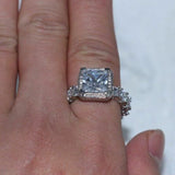 6Ct Princess Cut Diamond Cocktail Eternity Engagement Ring 14K White Gold Finish