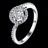 2Ct Round Cut Diamond Accent Halo Solitaire Engagement Ring 14K White Gold Over