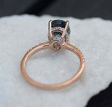 1.4ct Engagement Ring Oval Cut London Blue Topaz Hidden Halo 4k Rose Gold Finish