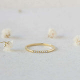 0.2ct Wedding Ring Band Round Cut Diamond Minimalist 14k Yellow Gold Finish