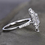 2.4ct Engagement Ring Oval Cut Diamond Sunburst Ballerina 14k White Gold Finish