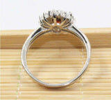 2.3ct Engagement Ring Oval Cut Red Garnet Diamond Ballerina 14k WhiteGold Finish
