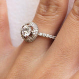 1ct Round Diamond Vintage Solitaire Halo Engagement Ring 14k White Gold Finish