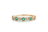 1ct Round Alternate Green Emerald Diamond Half Eternity Band 14k YellowGold Over
